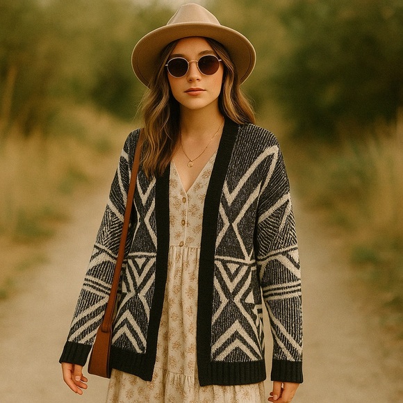 Merona Aztec Open-front Knit Cardigan - Picture 1 of 13